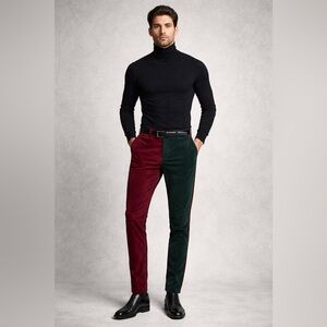 Bonobos Burgundy and Green Colorblock Pants